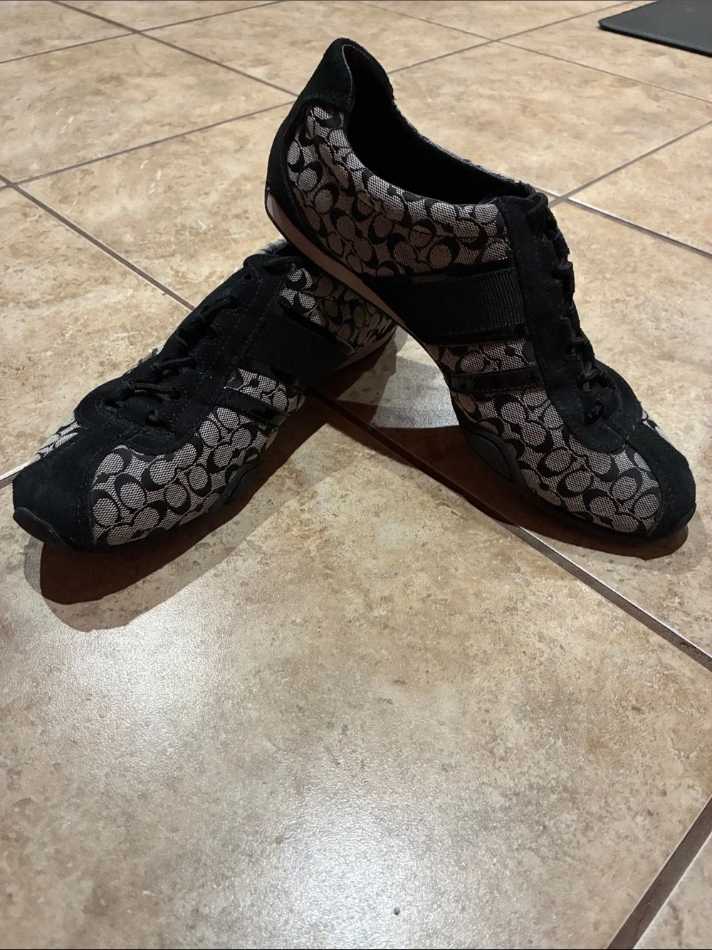 Coach Black and Gray Signature Lace-Up Sneakers